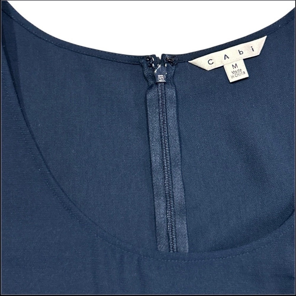 Cabi French Navy Drawstring Jumpsuit Womens Medium Navy Blue Sleeveless Jogger - Picture 6 of 7